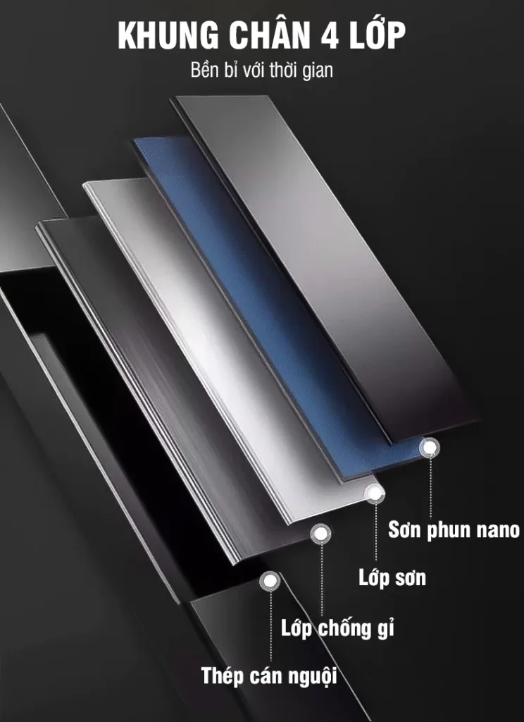 Khung chân thép 4 lớp của chân bàn nâng hạ SMA HiLeg-V
